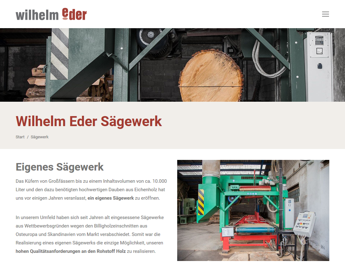 Wilhelm Eder GmbH, Bad Dürkheim - Webseite, Sägewerk